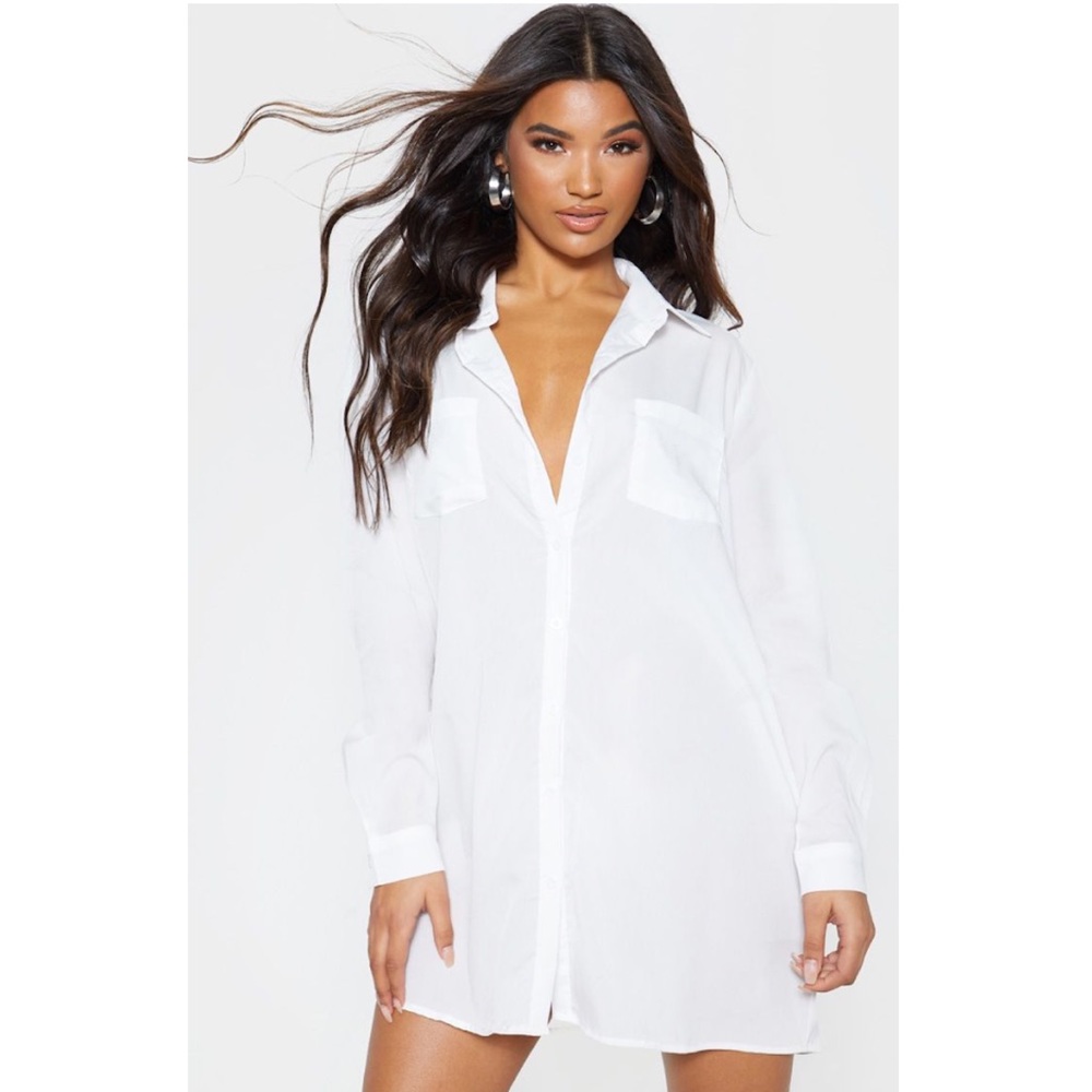 Michael Kors White Button Down Shirt Dress